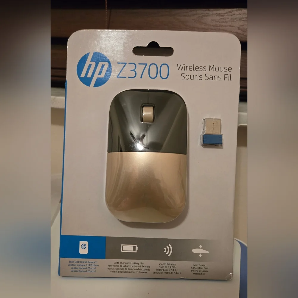 HP 2.4GHz Wireless USB Mouse Z3700 (Matte Gold/Glossy Black) (X7Q43AA#ABL)